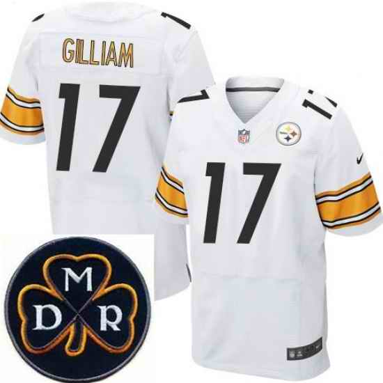 Men's Nike Pittsburgh Steelers #17 Joe Gilliam White Stitched NFL Elite MDR Dan Rooney Patch Jersey